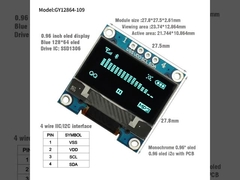 0.96'' I2C OLED Display Module 128x64 Độ phân giải SSD1306 Giao diện