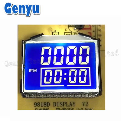Khách hàng STN hiển thị LCD phân đoạn nền màu xanh dương chữ số trắng cho máy trộn